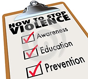 How to Stop Violence Checklist Awareness Education Prevention