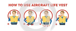 How to use airplane life jacket instruction. Demonstration