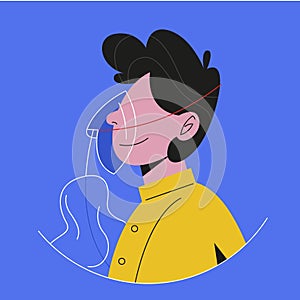 How to use oxygen mask on the plane in emergency case.