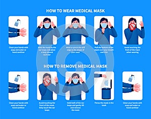 How to wear and remove medical mask modern design