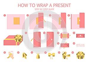 How to wrap a present step-by-step instruction