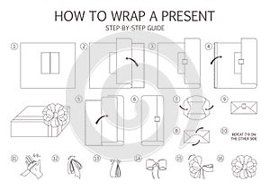 How to wrap a present step-by-step instruction