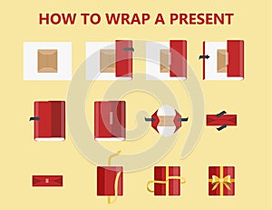 How to wrap a present step-by-step instruction