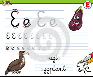 How to write letter E worksheet for kids