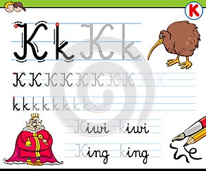 How to write letter K workbook for children