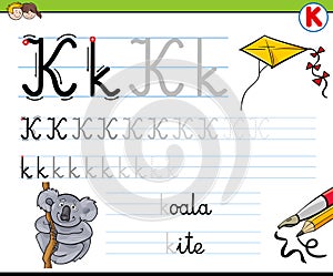 How to write letter K worksheet for kids