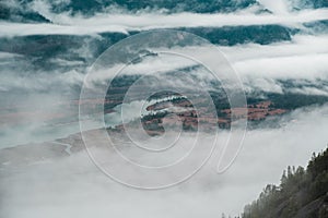 Howe Sound begins in Squamish British Columbia as seen from high above