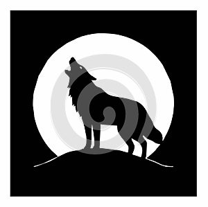 Howling Wolf Against Full Moon