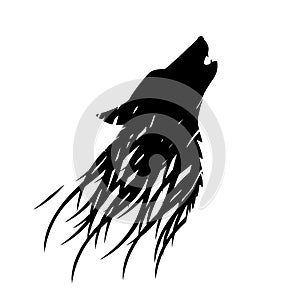Howling wolf head silhouette