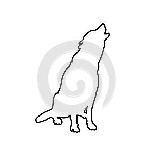 Howling wolf in line style