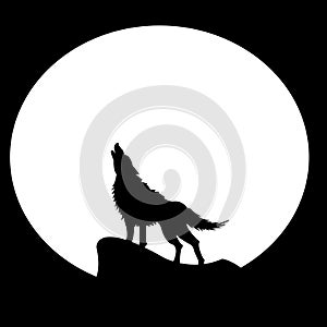 Howling wolf and moon vector illustration, background
