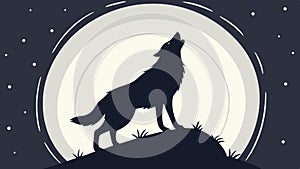 Howling Wolf Silhouette at Full Moon, vector design Generative AI
