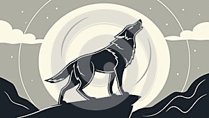 Howling Wolf Silhouette, Wilderness Nocturnal Nature Vector Art, vector design Generative AI photo