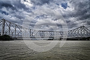 Howrah Bridge Aka Rabindra Setu with storm cloud photo