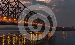 Howrah Bridge is a bridge with a suspended span over the Hooghly River