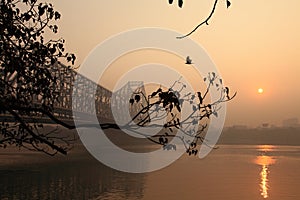 Howrah bridge in a foggy morning