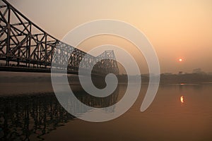 Howrah bridge in a foggy morning