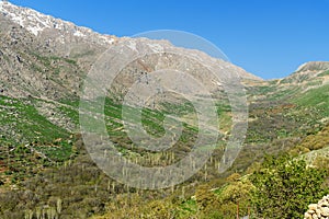 Howraman Valley with typical Kurdish village in Zagros Mountain. Kurdistan Province, Iran.