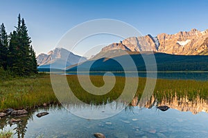 Howse Peak and Waterfowl Lake in Banff National Park, Alberta, Canada