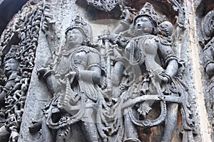 Stone carvings of hoyasala temples photo