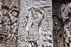 Stone carvings of hoyasala temples photo