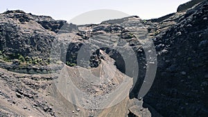 The `hoyo negro` volcano crater on the island of La Palma