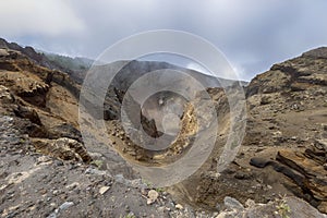 The `hoyo negro` vulcano crater on La Palma