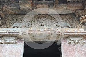 Hoysaleswara Temple Entrance - Makara Thoram mythical animal carved entrance