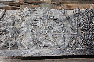 Hoysaleswara Temple War Carving depicting Mahabharata War scene