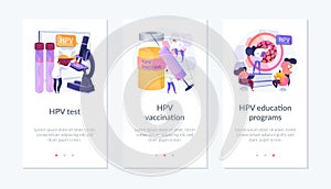 HPV prevention app interface template.