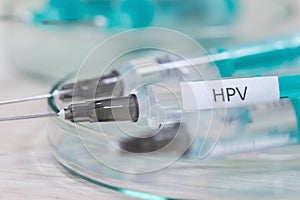 Hpv vaccination syringe background photo