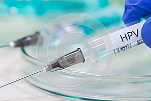 Hpv vaccination syringe background