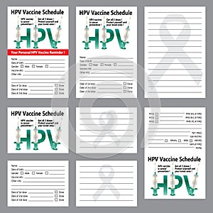 HPV vaccine schedule reminder sticker card template set