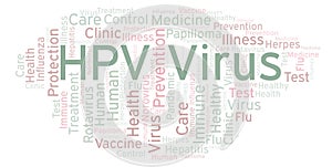 HPV Virus word cloud, made with text only.