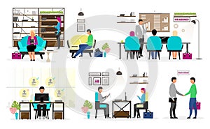 HR agency workers flat vector characters set