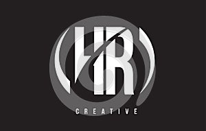 HR H R White Letter Logo Design with Black Background.