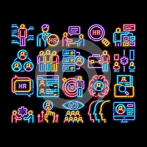 Hr Human Resources neon glow icon illustration