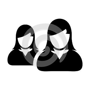 Hr icon vector female group of persons symbol avatar for business management team in flat color glyph pictogram