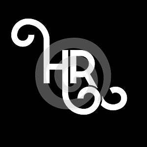 HR letter logo design on black background. HR creative initials letter logo concept. hr letter design. HR white letter design on photo