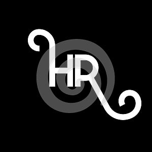 HR letter logo design on black background. HR creative initials letter logo concept. hr letter design. HR white letter design on