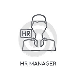 hr manager linear icon. Modern outline hr manager logo concept o photo