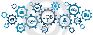 Hr solutions, search for employees and job, recruitment agency icon, human resources, consider candidate, job applicant sign