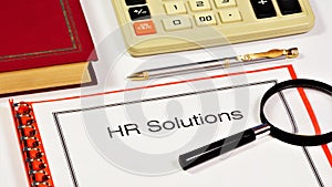HR solutions. Text inscription on the document form.