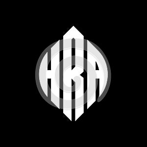 HRA circle letter logo design with circle and ellipse shape. HRA ellipse letters with typographic style. The three initials form a