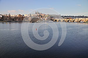 Hradcany and Prague Castle panorama - behind Vltav