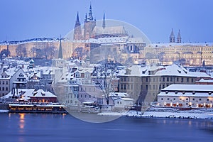 Hradcany with Prague castle during twilight