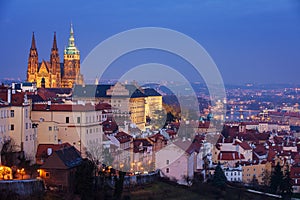 Hradcany with Prague castle during twilight