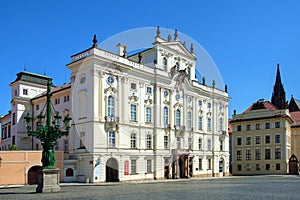 Hradcany square. Archbishop`s Palace. Prague photo