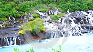 Hraunfossar waterfalls in western Icelan