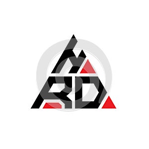 HRD triangle letter logo design with triangle shape. HRD triangle logo design monogram. HRD triangle vector logo template with red